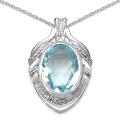 Sterling Silver Blue Topaz and Diamond Necklace