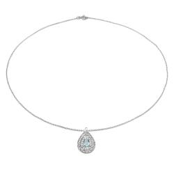 Sterling Silver Oval-cut Blue Topaz Filigree Teardrop Necklace