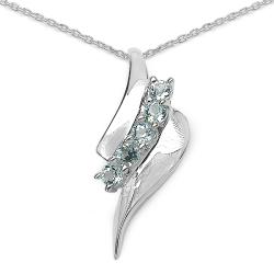 Malaika Sterling Silver Round-cut Blue Topaz Bypass Design Necklace