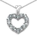 Malaika Sterling Silver Round-cut Blue Topaz Heart Necklace