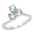 Sterling Silver Round-cut Blue Topaz 3-stone Ring