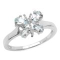 Sterling Silver Blue Topaz Butterfly Ring