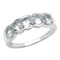 Sterling Silver Round-cut Blue Topaz 5-stone Ring