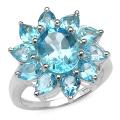 Sterling Silver Blue Topaz Flower Ring