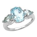 Sterling Silver Blue Topaz 3-stone Ring