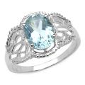 Sterling Silver Oval-cut Blue Topaz Filigree Ring