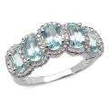 Malaika Sterling Silver Oval-cut Blue Topaz Rope Detail Ring