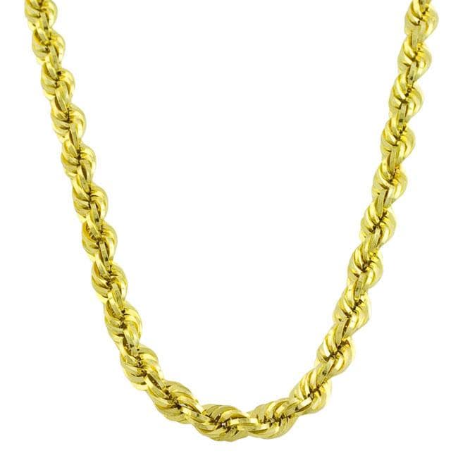 10k Yellow Gold 22-inch Semi-solid Rope Chain (5 mm) - 12682971