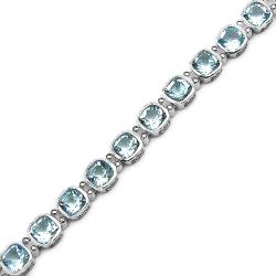 Sterling Silver Cushion-cut Blue Topaz Link Bracelet