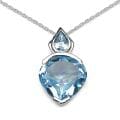 Malaika Sterling Silver Heart and Pear Blue Topaz Necklace