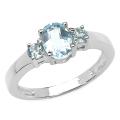Sterling Silver Blue Topaz 3-stone Ring