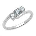 Sterling Silver Blue Topaz 3-stone Bypass-style Ring