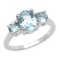 Sterling Silver Blue Topaz 3-stone Ring