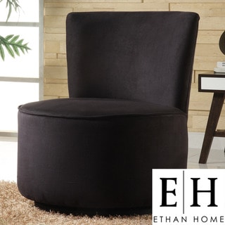 ETHAN HOME Moda Black Microfiber Modern Round Swivel Chair