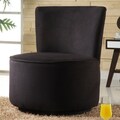 ETHAN HOME Moda Black Microfiber Modern Round Swivel Chair
