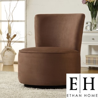 ETHAN HOME Moda Brown Microfiber Modern Round Swivel Chair