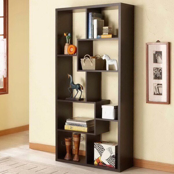 Furniture of America Verena Contoured Leveled Display Bookcase