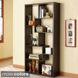 (>_<)  Furniture of America Verena Contoured Leveled Display Cabinet/ Bookcase