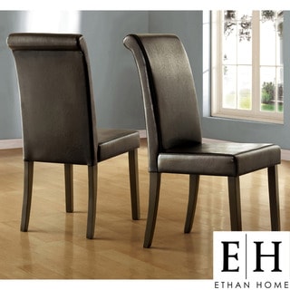 ETHAN HOME Dorian Black Faux Leather Upholstered Dining Chair (Set of 2)