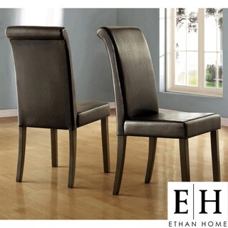 ETHAN HOME Dorian Parson Glossy Black Side Chairs (Set of 2)