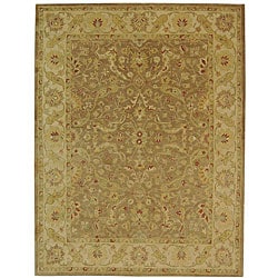 ( ._.) Handmade Antiquities Treasure Brown/ Gold Wool Rug (12' x 15')