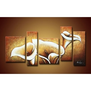 Compare Price 'Flowers' Oversized Hand-painted Oil on Canvas Art Set