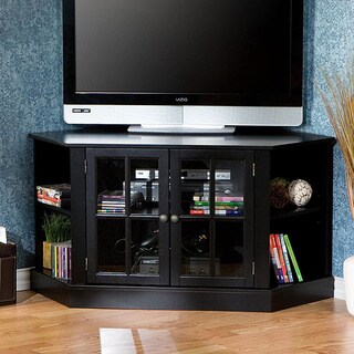 Crescent Black Corner Media Stand