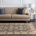 Hand-tufted Coliseum Gray Traditional Border Wool Rug (7'6 x 9'6)