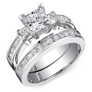 18k 2 7/8ct TDW Diamond Bridal Ring Set