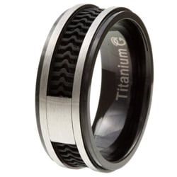 Men's Titanium Black Plated Cable Inlay Band (8 mm)