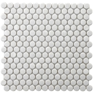 Best Shopping SomerTile 11.5x11.5-in Victorian Penny 3/4-in White Porcelain Mosaic Tile (Pack of 10)