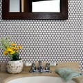 SomerTile 11.5x11.5-in Victorian Penny 3/4-in White Porcelain Mosaic Tile (Pack of 10)