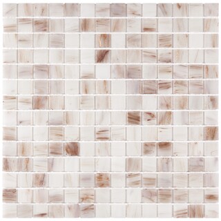 Special Prices SomerTile 12x12-in Cuivre 1-in Bronze White Translucent Glass Mosaic Tile (Case of 13)