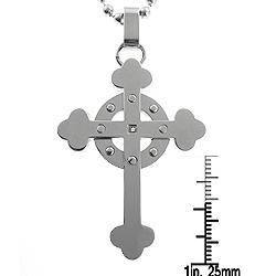 Black and Blue Jewelry Stainless Steel Diamond Accent Celtic Cross Necklace