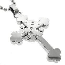 Black and Blue Jewelry Stainless Steel Diamond Accent Celtic Cross Necklace