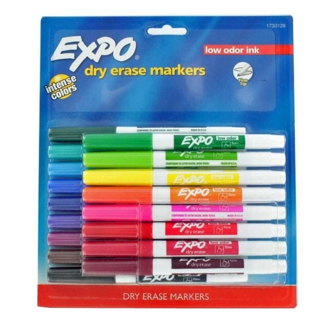 Expo Low Odor Fine Tip Dry Erase Markers (Pack of 17) - 12710782 ...