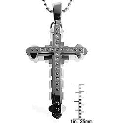 Black and Blue Jewelry Steel 1/10ct TDW Diamond Cross Necklace (I-J, I2-I3)