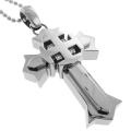 Black and Blue Jewelry Stainless Steel Diamond Chunky Cross Necklace