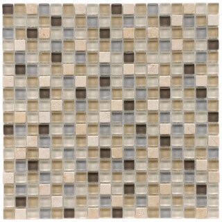 SomerTile 12x12-in Reflections Mini 5/8-in River Glass/Stone Mosaic Tile (Pack of 10)