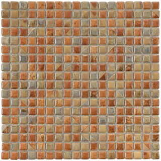 SomerTile 12x12-in Samoan 9/16-in Tundra Beige Porcelain Mosaic Tile (Pack of 10)