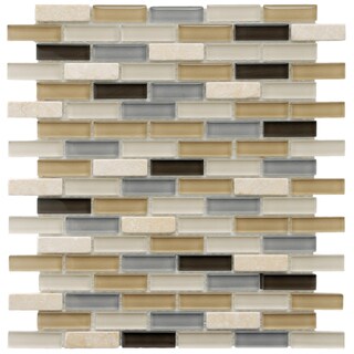 Low Price SomerTile 12x12-in Reflections Subway 5/8x2-in River Glass/Stone Mosaic Tile