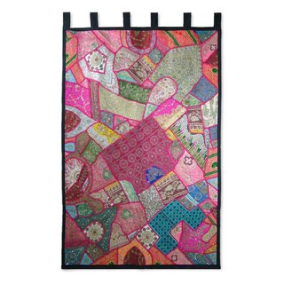 Great Prices Cotton 'Festival in Fuchsia' Wall Hanging (India)
