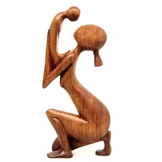 ( ._.) Wood 'Moment of Tenderness' Sculpture (Indonesia)