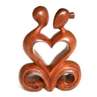 ###  Wood 'One Heart' Sculpture (Indonesia)