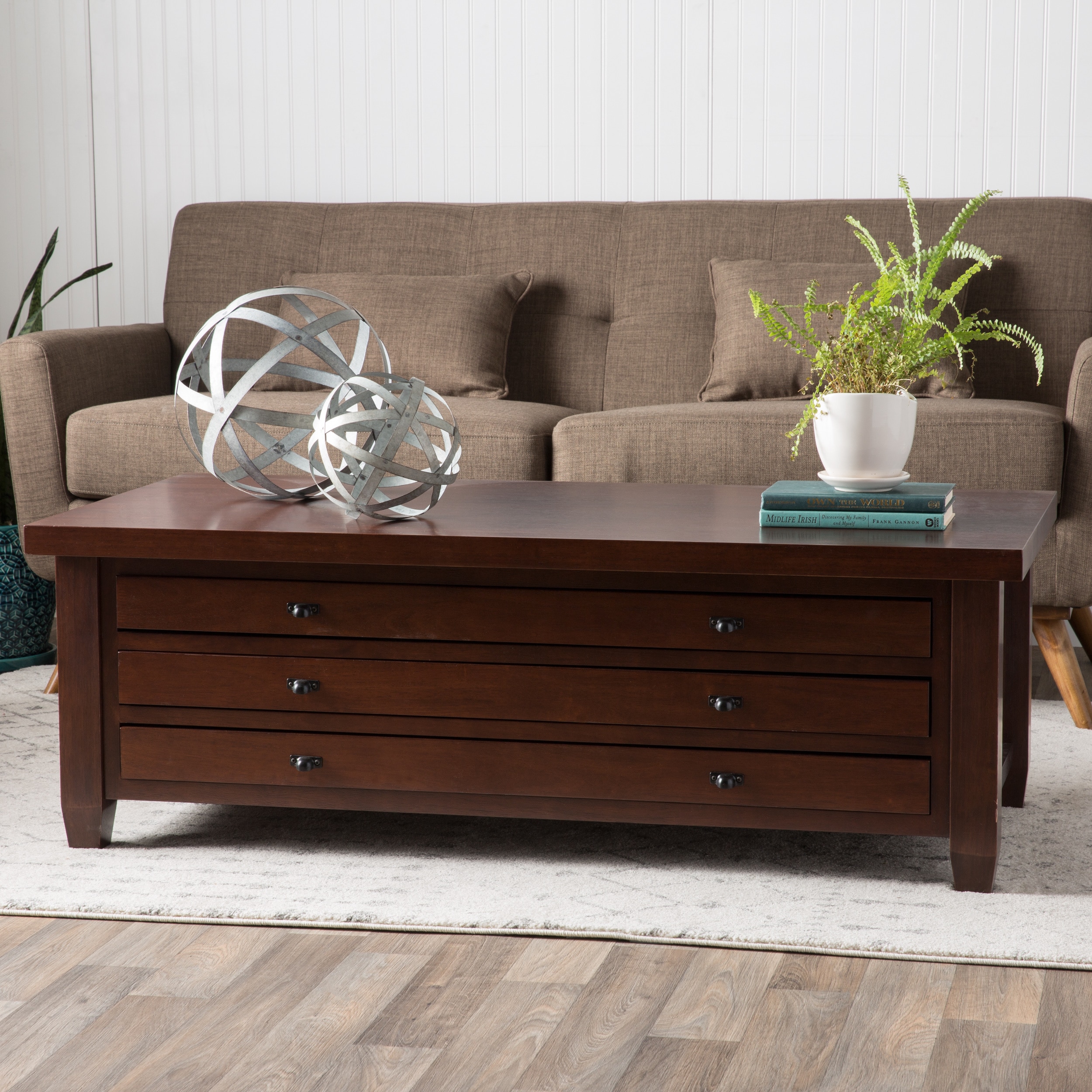 The navigator coffee table is a handsome walnut cherry