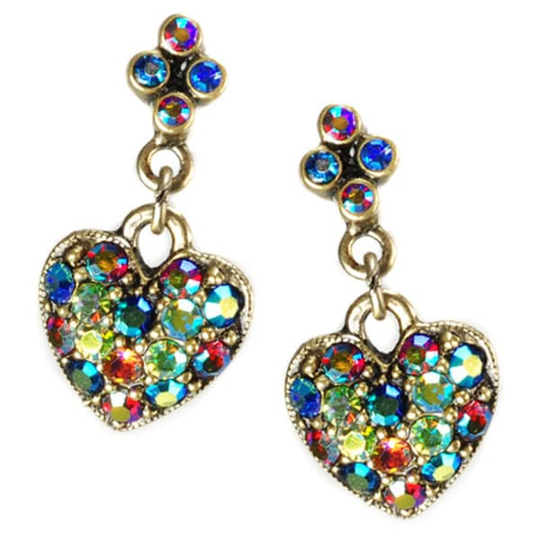 Sweet Romance Aurora Crystal Hearts Dangle Earrings 12223789