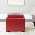 Bobbi Tray Red Bicast Leather Storage Ottoman