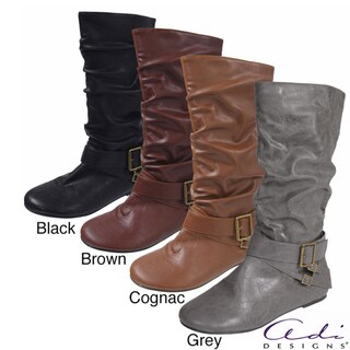 Glaze by Adi Women's Side Buckle Slouchy Flat Boots