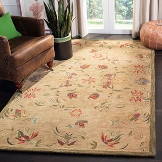 Handmade Descent Beige Wool Rug (9' x 12')