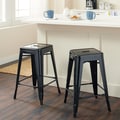 Tabouret 24-inch Black Metal Counter Stools (Set of 2)